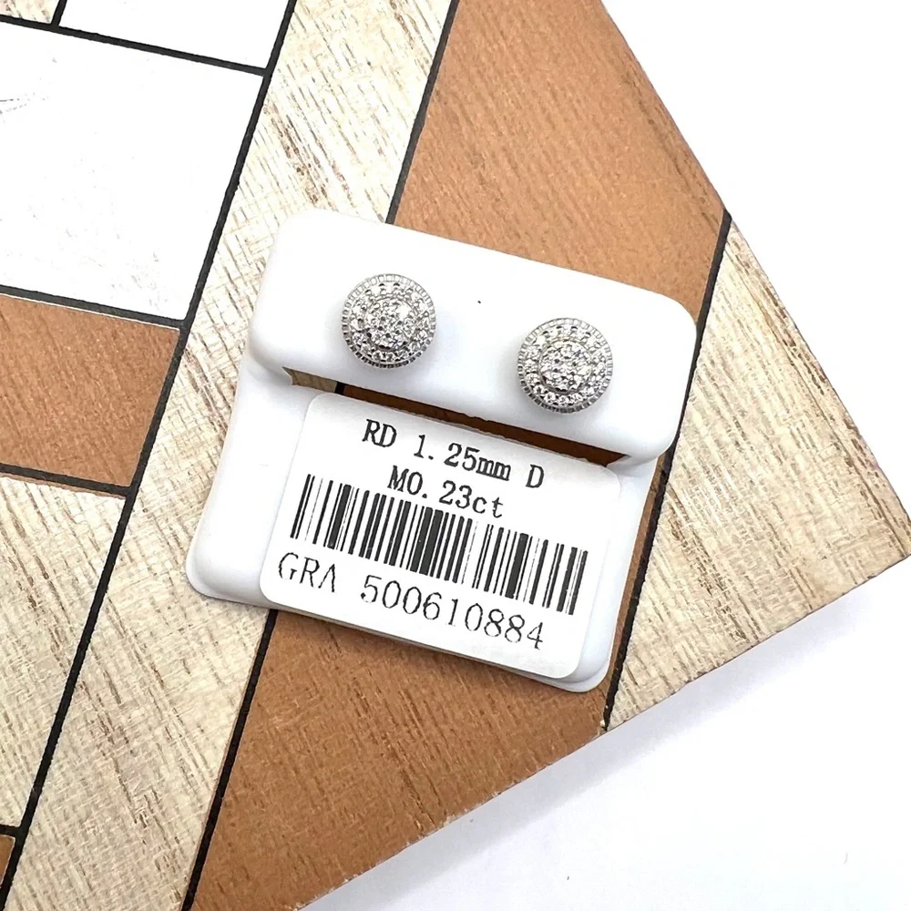 925 Sterling Silver 0.23CT MOISSANITE Round Halo Stud Earrings Screw Back